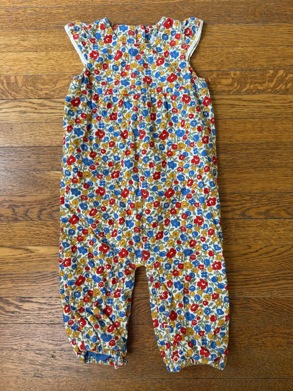 Mini Boden Girls' Floral Corduroy Romper Size 18-24 Months
